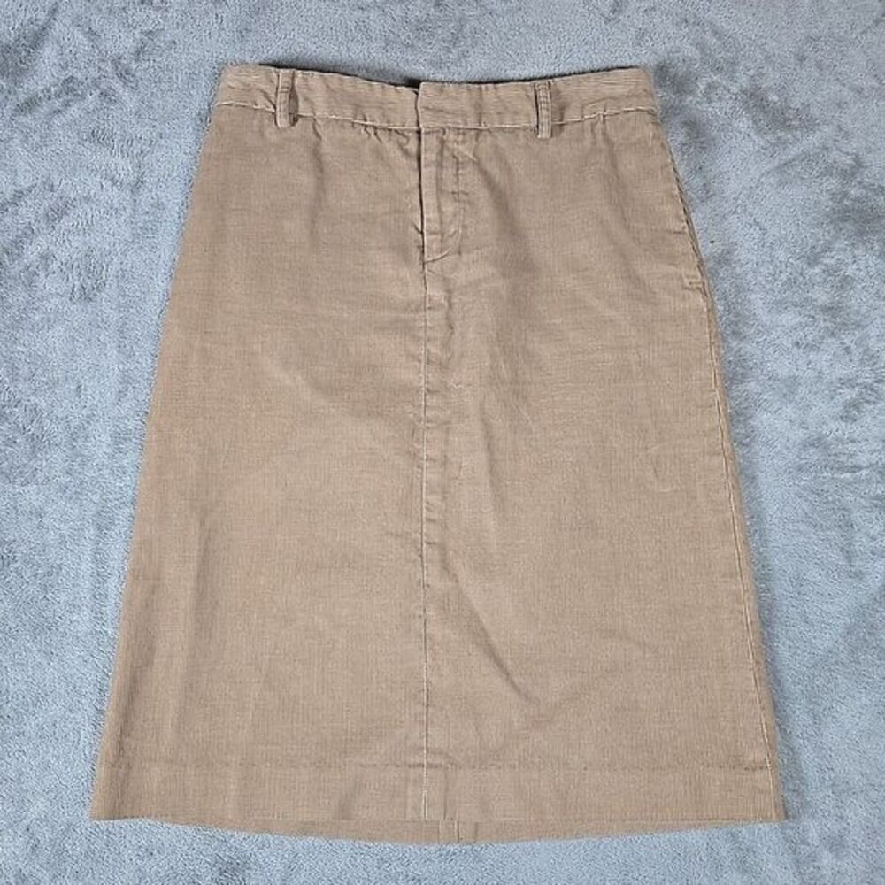 Banana Republic Corduroy Skirt Womens 0 Beige Pencil With Pockets Casual Preppy